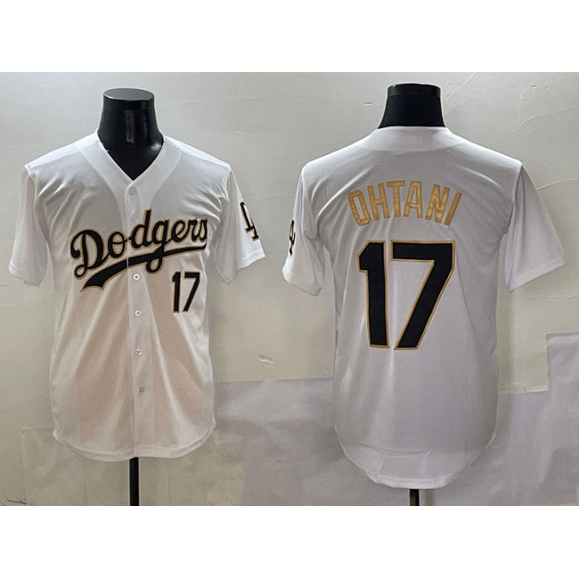 Boles Los Angeles Dodgers #17 Shohei Ohtani White Gold  Limited Stitched Jersey