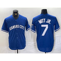 Boles  Kansas City Royals #7 Bobby Witt Jr Blue  Cool Base Stitched Jersey
