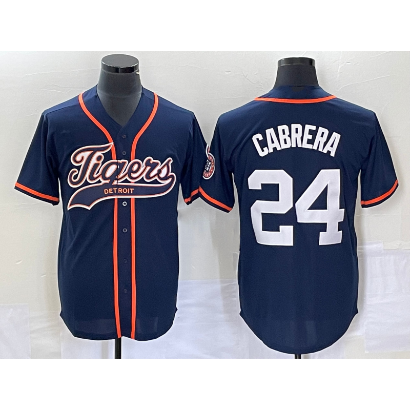 Boles Detroit Tigers #24 Miguel Cabrera Navy  Cool Base Stitched Jersey