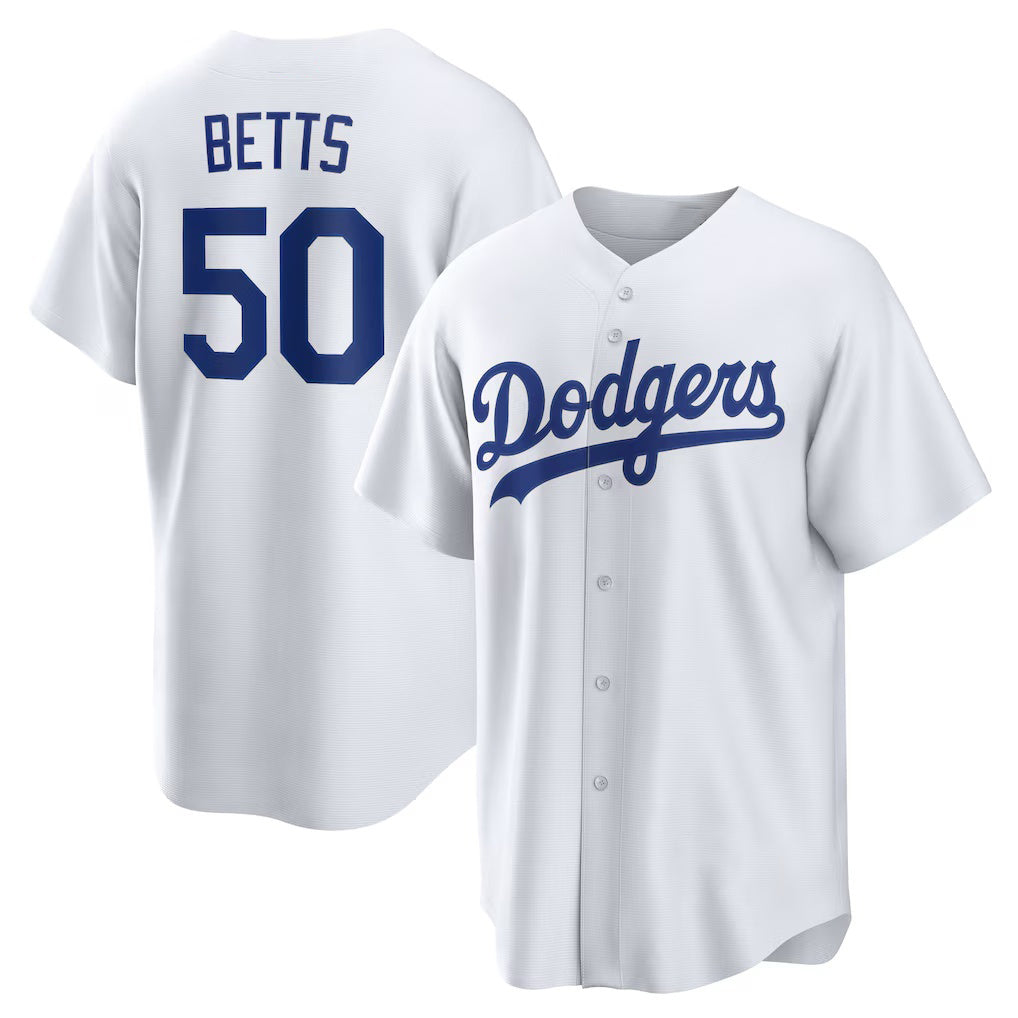 Boles Los Angeles Dodgers #50 Mookie Betts White  Home Replica Player Name Jersey