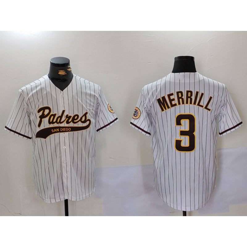 Boles  San Diego Padres #3 Jackson Merrill White  2023 Cool Base Stitched Jersey 2