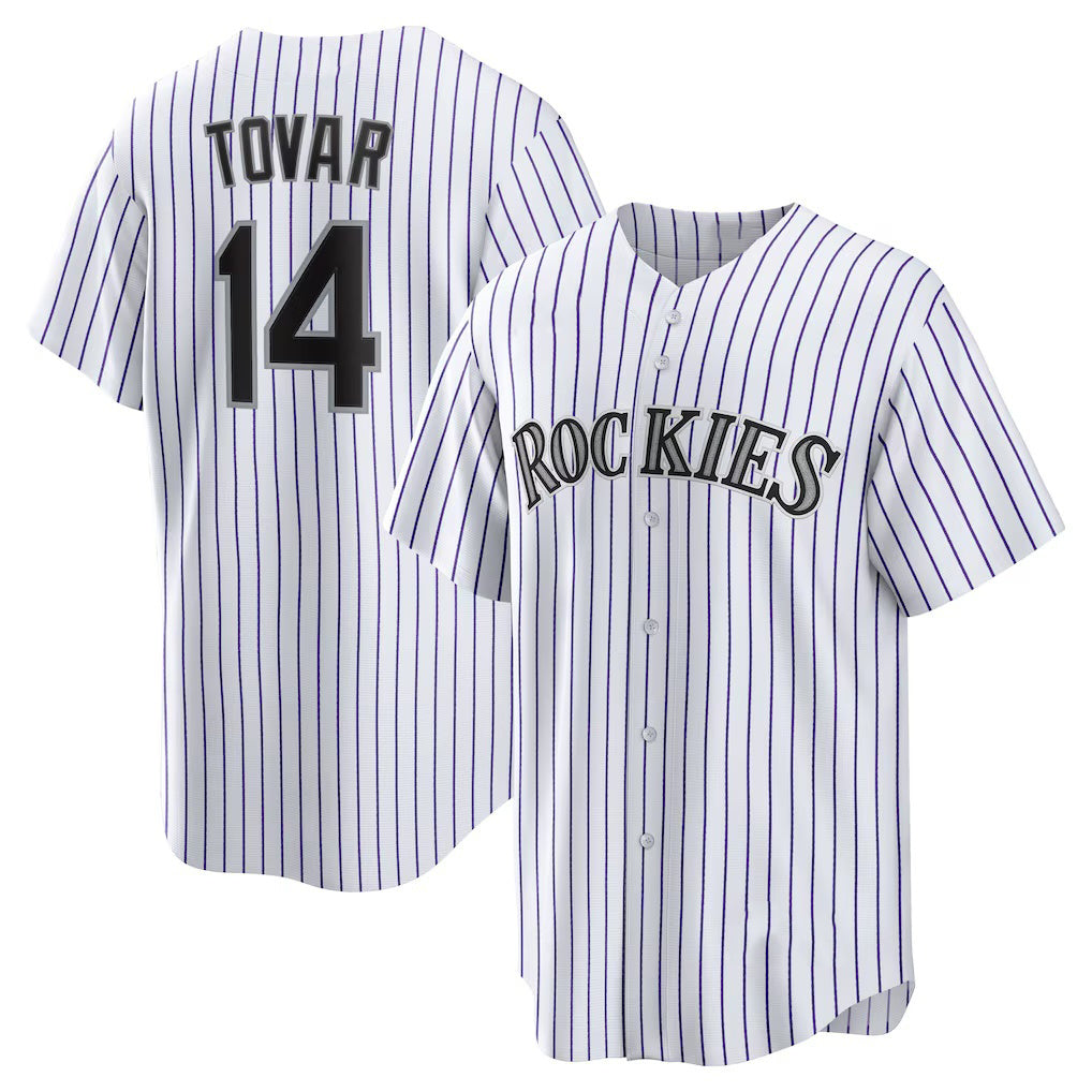 Boles  Colorado Rockies #14 Ezequiel Tovar White  Home Replica Jersey
