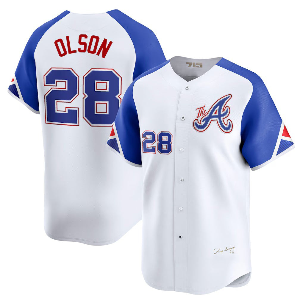 Boles Atlanta Braves #28 Matt Olson White  City Connect Limited Player Jersey