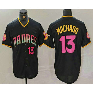Boles  San Diego Padres #13 Manny Machado Number Black  20th Anniversary Cool Base Stitched Jersey