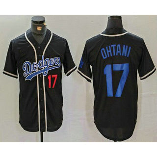 Boles Los Angeles Dodgers #17 Shohei Ohtani Number Black  Cool Base With Patch Stitched Jersey 2