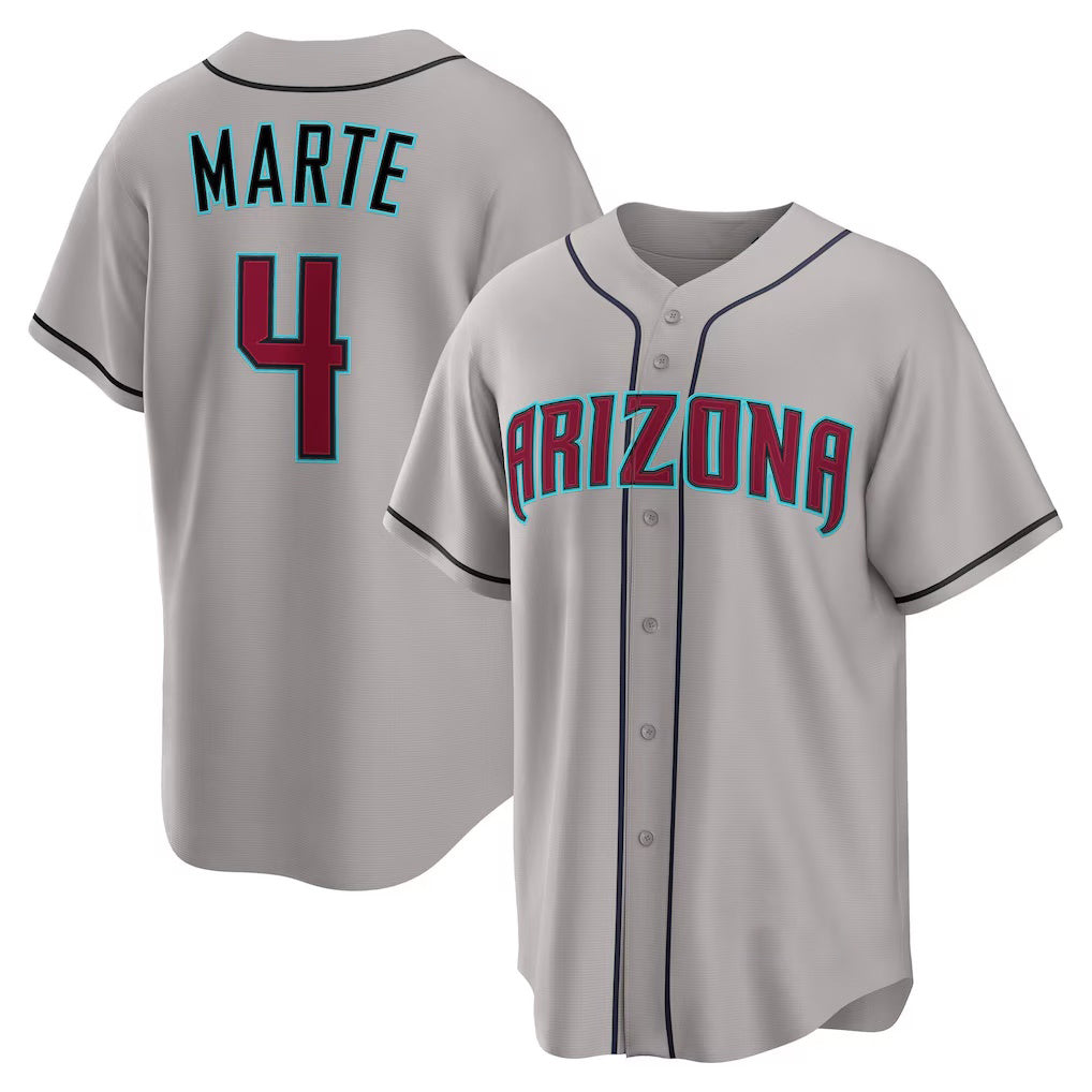 Boles  Arizona Diamondbacks #4 Ketel Marte Gray  Road Replica Jersey