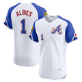 Boles Atlanta Braves #1 Ozzie Albies White  City Connect Elite Jersey