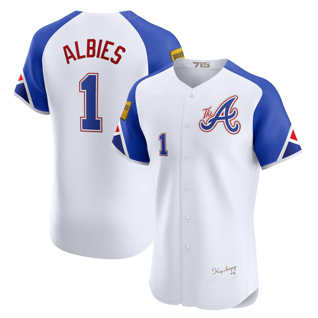 Boles Atlanta Braves #1 Ozzie Albies White  City Connect Elite Jersey