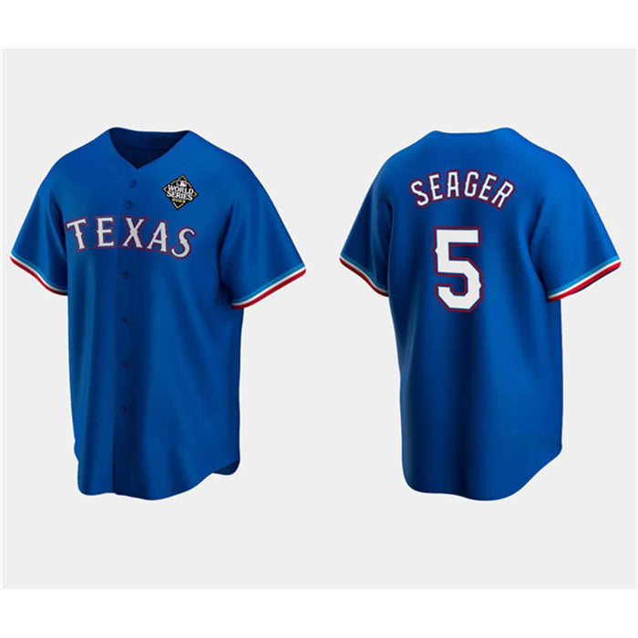 Boles Texas Rangers #5 Corey Seager Royal  2023 World Series Stitched Jersey