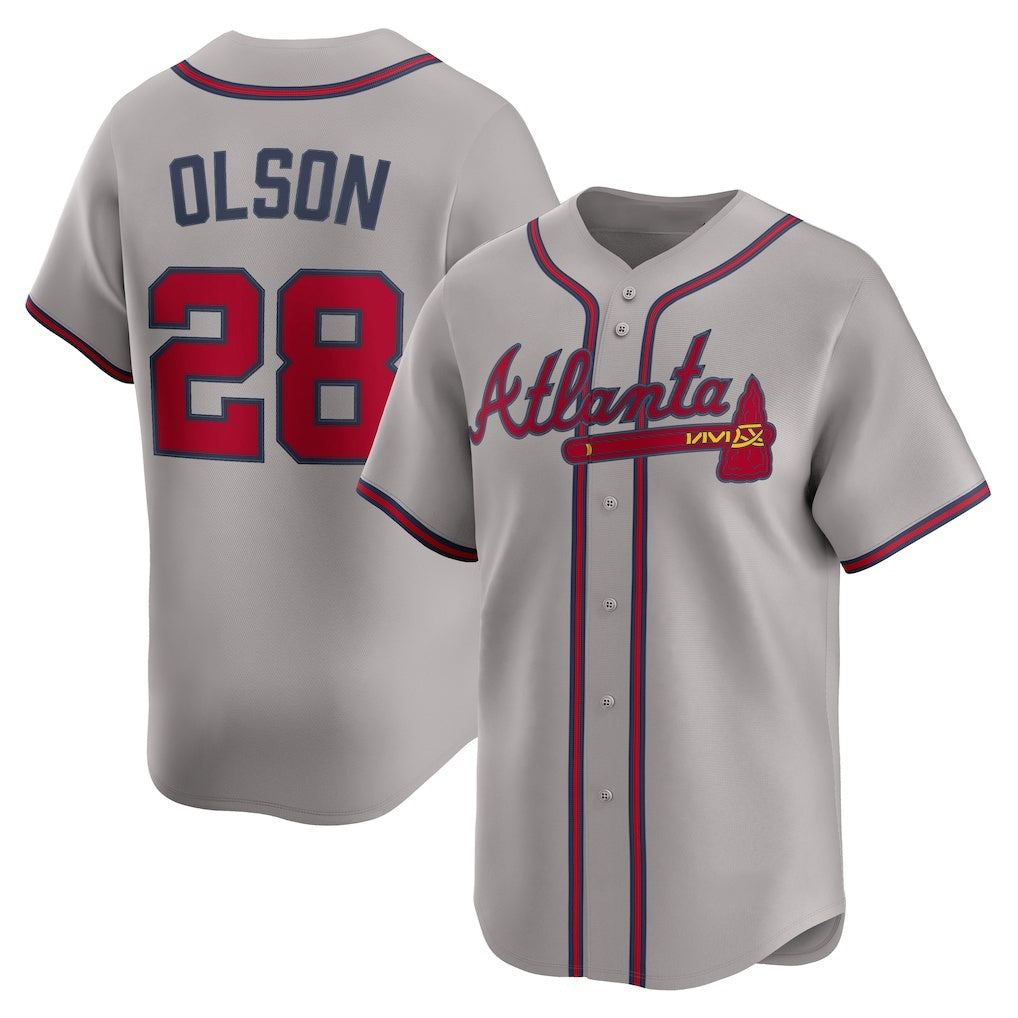 Boles Atlanta Braves #28 Matt Olson Gray  Road Limited Player Jersey