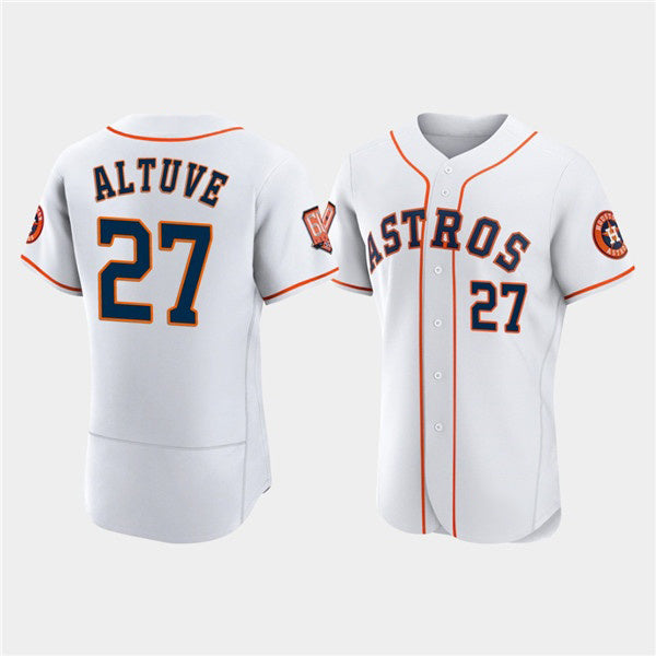 Boles Houston Astros #27 Jose Altuve White  60th Anniversary Flex Base Stitched Jersey