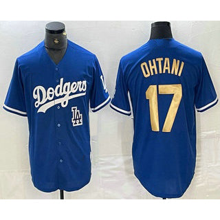 Boles Los Angeles Dodgers #17 Shohei Ohtani Blue Gold  Stitched Cool Base Jerseys