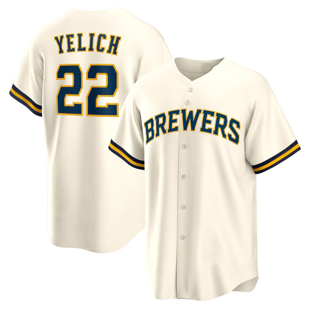 Boles    Milwaukee Brewers #22 Christian Yelich White  Home Replica Jersey