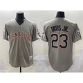 Boles  San Diego Padres #23 Fernando Tatis Jr. Gray  Fashion Throwback With Patch Cool Base Stitched Jersey