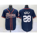 Boles Detroit Tigers #28 Javier B¨¢ez Navy  Cool Base Stitched Jersey