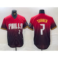 Boles  Philadelphia Phillies #7 Trea Turner Red  2024 City Player Number Cool Base Jersey 2
