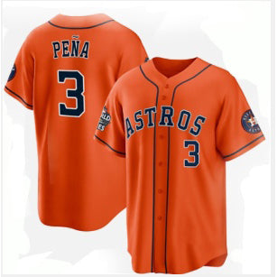 Boles Houston Astros #3 Jeremy Pe?a Orange  2022 World Series Home Stitched Jersey
