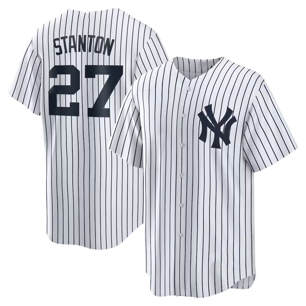 Boles  New York Yankees #27 Giancarlo Stanton White  Home Replica Player Name Jersey