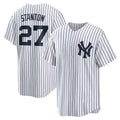 Boles  New York Yankees #27 Giancarlo Stanton White  Home Replica Player Name Jersey
