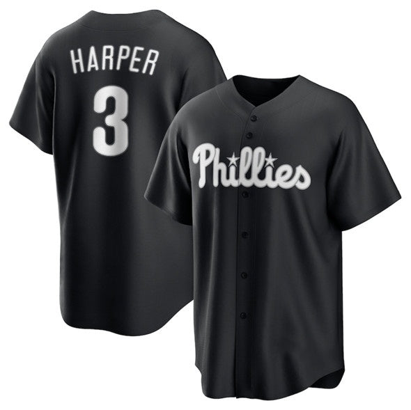 Boles  Philadelphia Phillies #3 Bryce Harper Black  Lights Out Limited Stitched Jersey