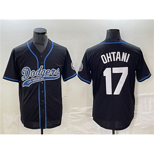 Boles Los Angeles Dodgers #17 Shohei Ohtani Black  Cool Base With Patch Stitched Jersey 2
