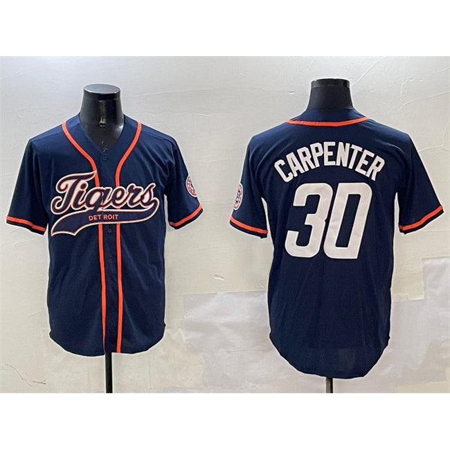 Boles Detroit Tigers #30 Kerry Carpenter Navy  With Patch Cool Base Stitched Jersey