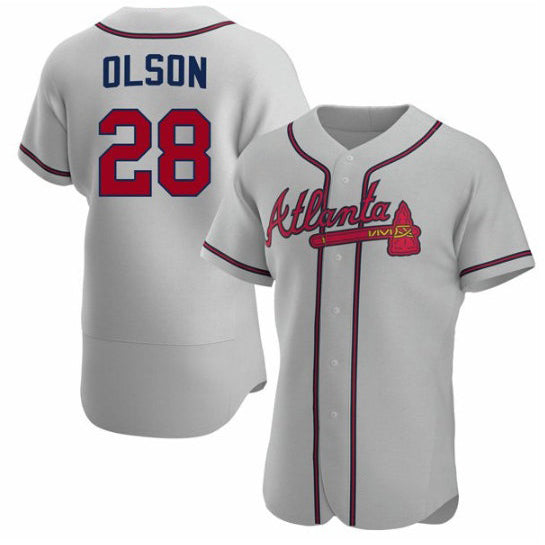 Boles Atlanta Braves #28 Matt Olson Gray  Flex Base Stitched Jersey
