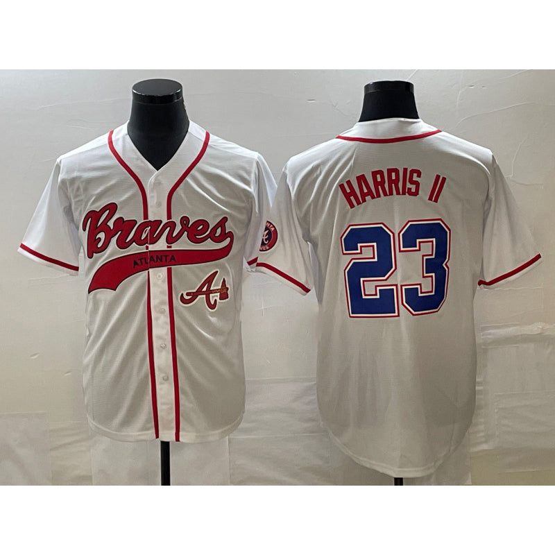 Boles Atlanta Braves #23 Michael Harris II White  Cool Base With Patch Stitched Jersey