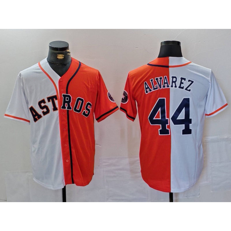 Boles Houston Astros #44 Yordan Alvarez White Orange  Split Stitched Jersey