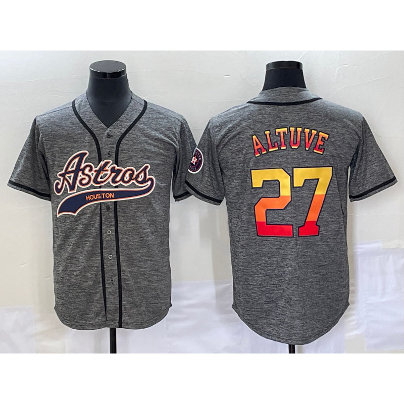 Boles Houston Astros #27 Jose Altuve Grey  Gridiron Cool Base Stitched Jersey