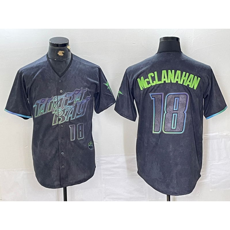Boles Tampa Bay Rays #18 Shane McClanahan Number Charcoal  2024 City Connect Limited Stitched Jersey 2