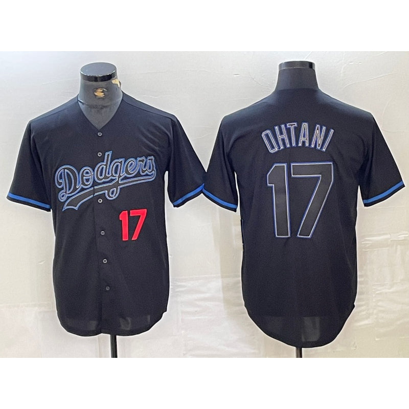 Boles Los Angeles Dodgers #17 Shohei Ohtani Number Lights Out Black  Fashion Stitched Cool Base Jersey