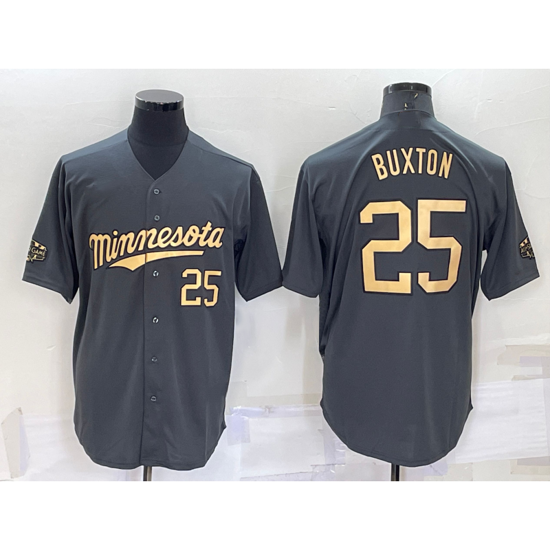 Boles  Minnesota Twins #25 Byron Buxton Number Grey  2022 All Star Stitched Cool Base Jersey