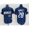 Boles Detroit Tigers #28 Javier Baez Number 2024 Navy  City Connect Cool Base Limited Stitched Jersey 2