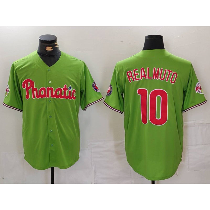 Boles  Philadelphia Phillies #10 JT Realmuto Green  With Patch Stitched Cool Base Jersey