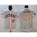 Boles Houston Astros #27 Jose Altuve Number 2023 White  Gold World Serise Champions Patch Flex Base Stitched Jersey