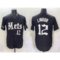 Boles  New York Mets #12 Francisco Lindor Black  'Gotham Gothic Edition' Vapor Premier Limited Stitched Jersey