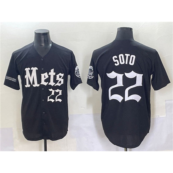 Boles  New York Mets #22 Juan Soto Black  'Gotham Gothic Edition' Vapor Premier Limited Stitched Jersey