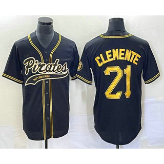 Boles  Pittsburgh Pirates #21 Roberto Clemente Black  Cool Base Stitched Jersey