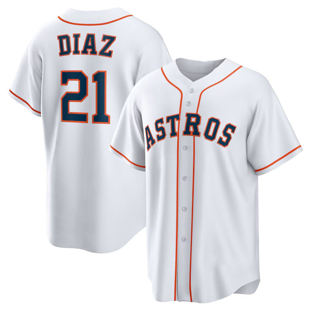 Boles Houston Astros #21 Yainer Diaz White  Home Replica Jersey