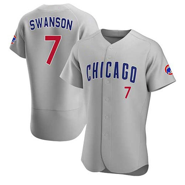 Boles  Chicago Cubs #7 Dansby Swanson Gray  Flex Base Stitched Jersey