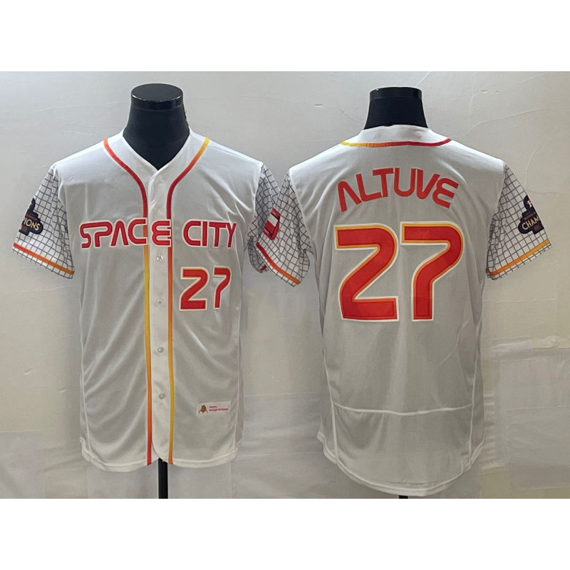 Boles Houston Astros #27 Jose Altuve Number White  2023 City Connect Flex Base Stitched Jersey 2