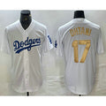 Boles Los Angeles Dodgers #17 Shohei Ohtani White Gold  Stitched Cool Base Jerseys