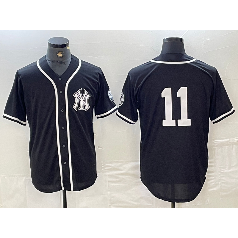 Boles  New York Yankees #11 Anthony Volpe No Name Black White  Cool Base Stitched Jersey