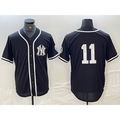 Boles  New York Yankees #11 Anthony Volpe No Name Black White  Cool Base Stitched Jersey