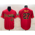 Boles Atlanta Braves #27 Austin Riley Red Gold  World Series Champions Program Cool Base Stitched Jersey