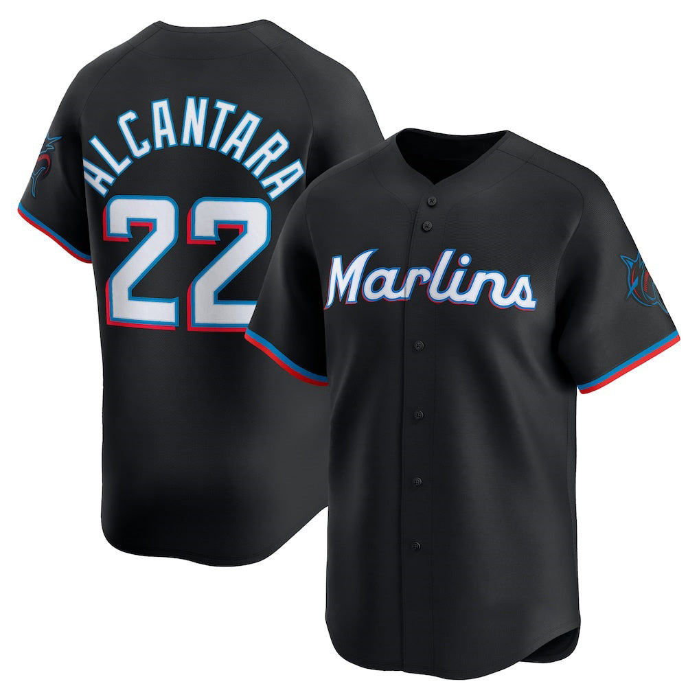 Boles  Miami Marlins #22 Sandy Alcantara Black  Alternate Limited Player Jersey