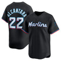 Boles  Miami Marlins #22 Sandy Alcantara Black  Alternate Limited Player Jersey