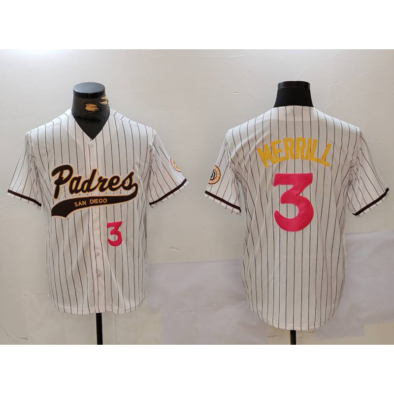 Boles  San Diego Padres #3 Jackson Merrill white  Cool Base Stitched Jerseys