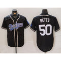Boles Los Angeles Dodgers #50 Mookie Betts Black White  Cool Base Stitched Jersey